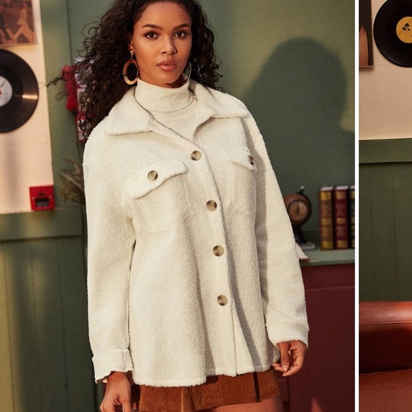 thin teddy button up - Picture 2 of 3